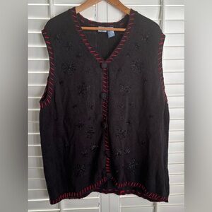 Holiday Black Vest with Red Accents